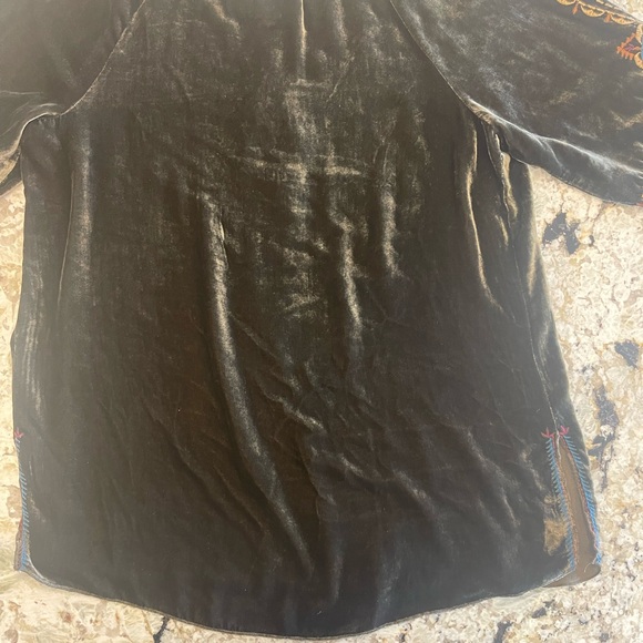 JOHNNY WAS Medium Velvet Peasant Boho Tunic Top Embroidered "Naomi Tiger Eye - Picture 8 of 9